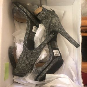 Gray sparkly heels